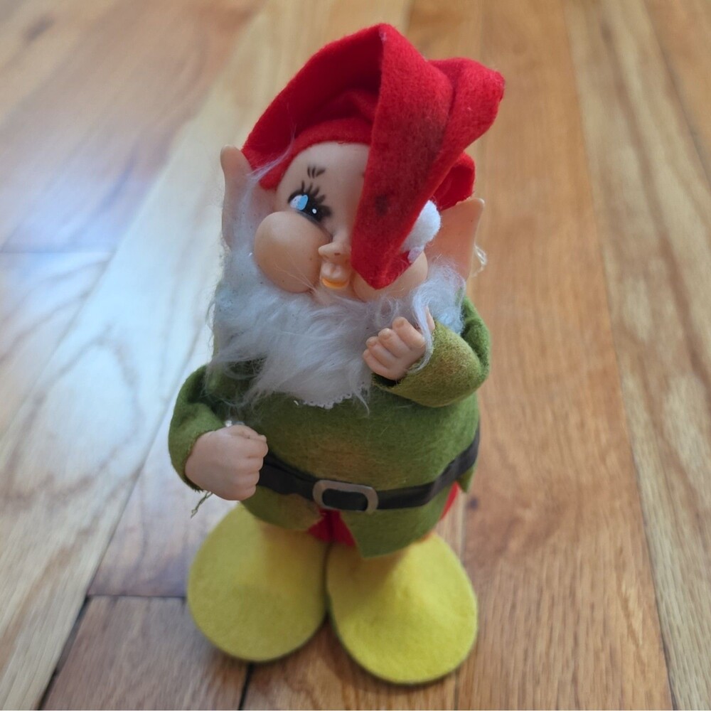 Vintage Santa Elf Pixie Ornament Figure Red Green Christmas 8" Japan